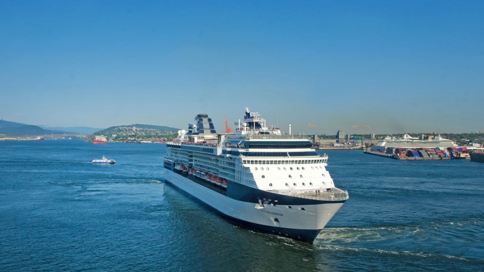 Large cruise ship gliding through calm seas