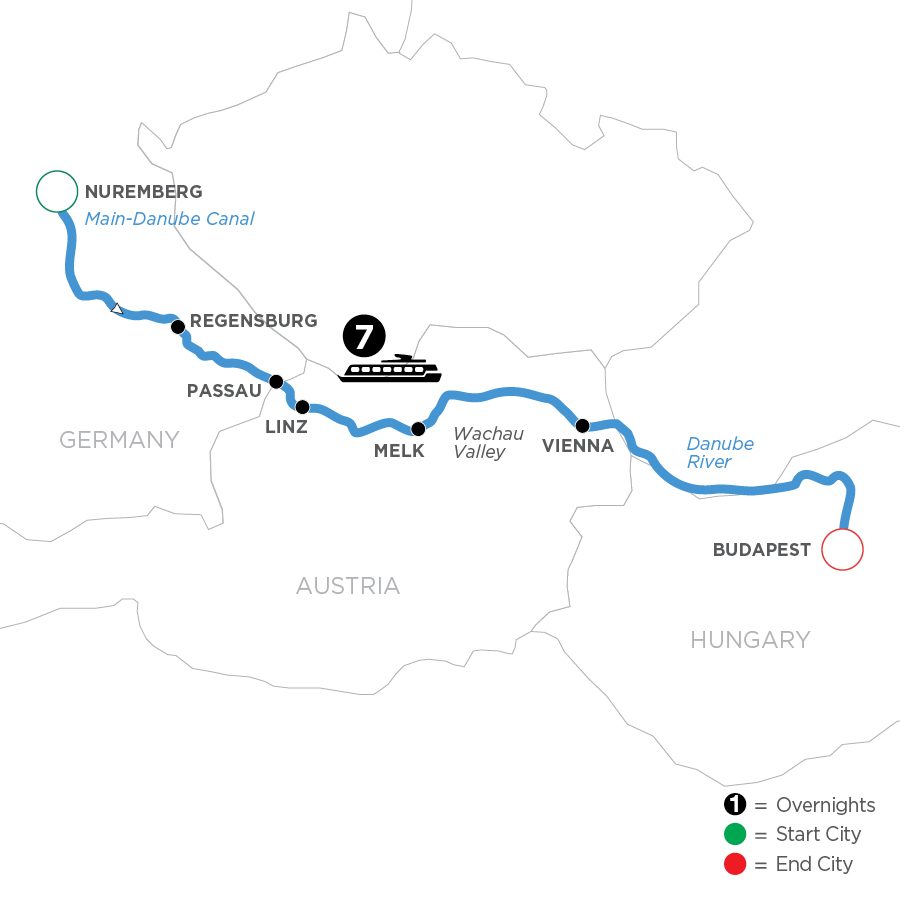 The Legendary Danube route map