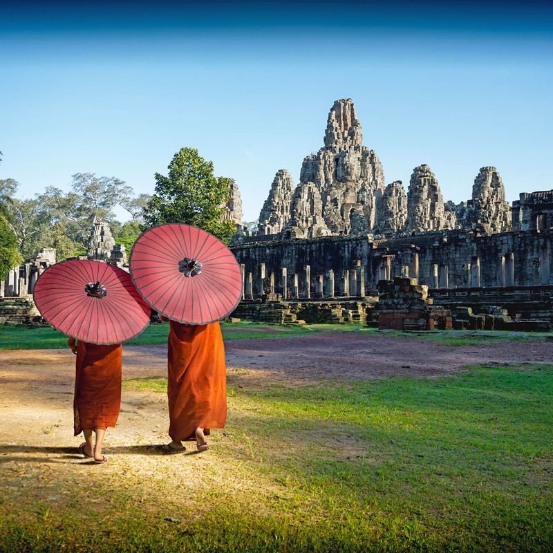 Siem Reap Bayon Temple Monks